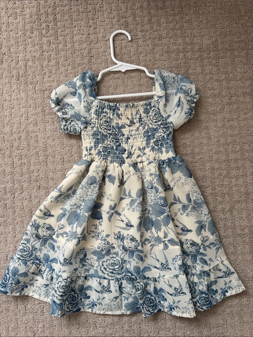 Morning Lavender Blue Floral Puff Sleeve Dress 2T